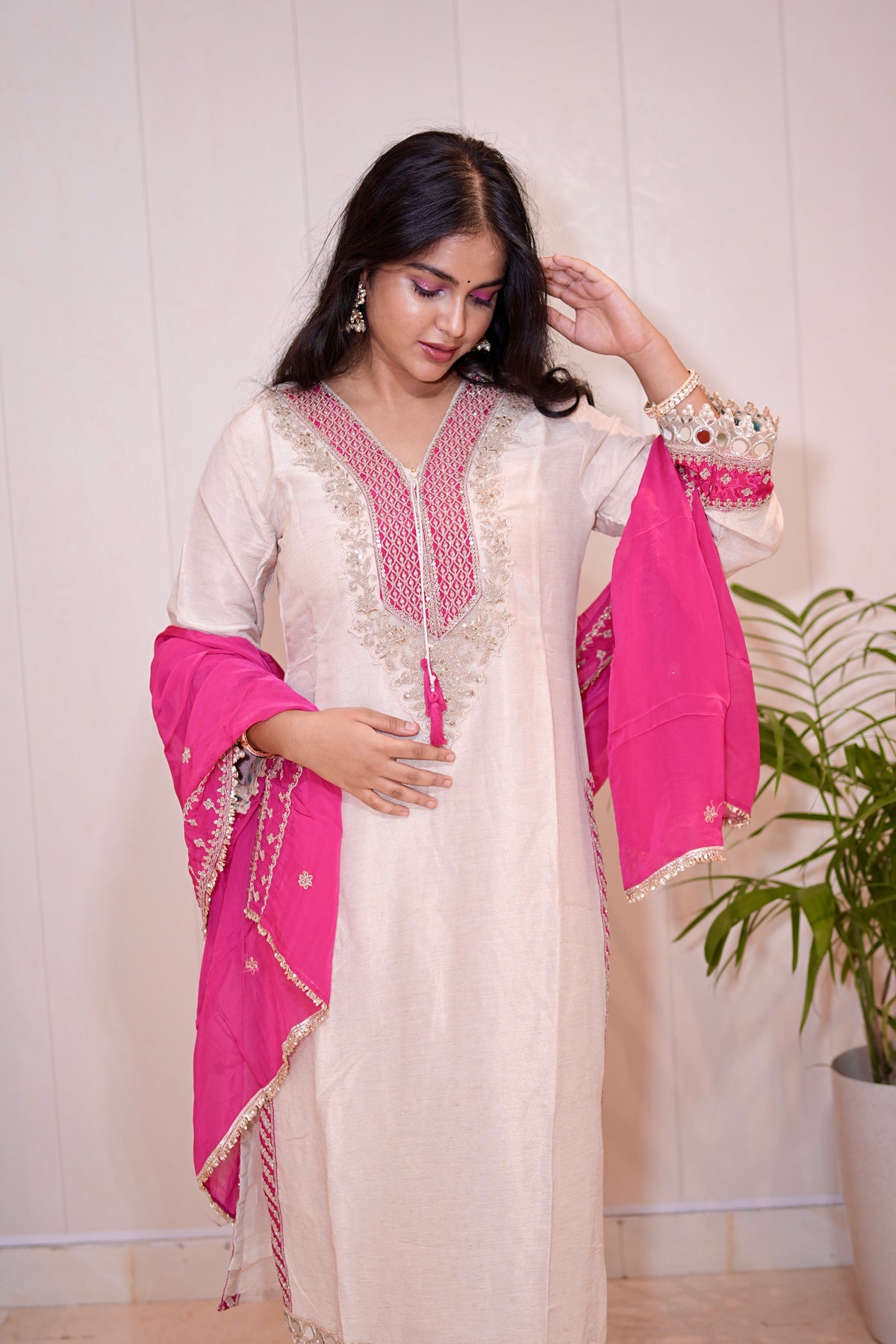 Pure soft shimmer chanderi