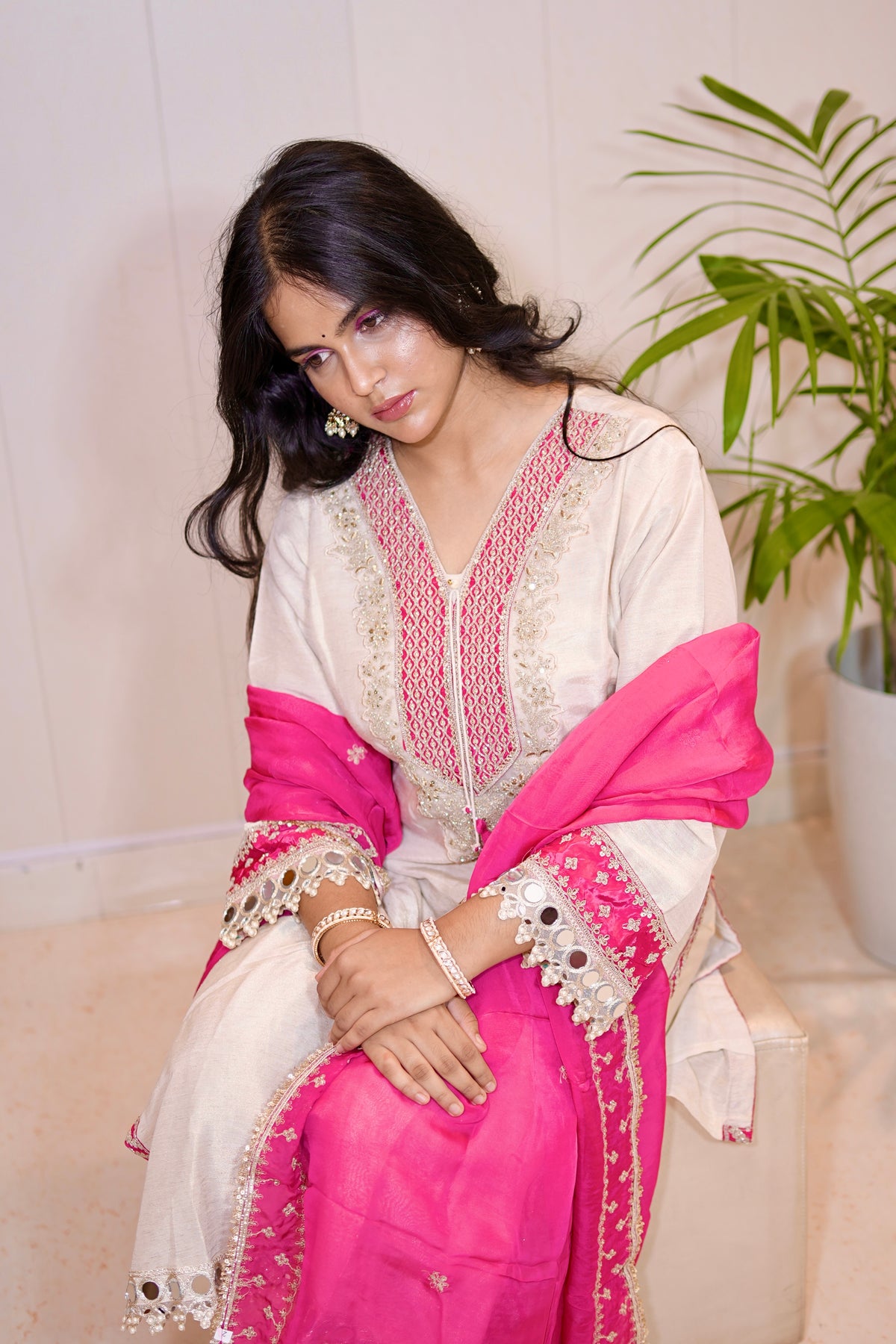 Pure soft shimmer chanderi
