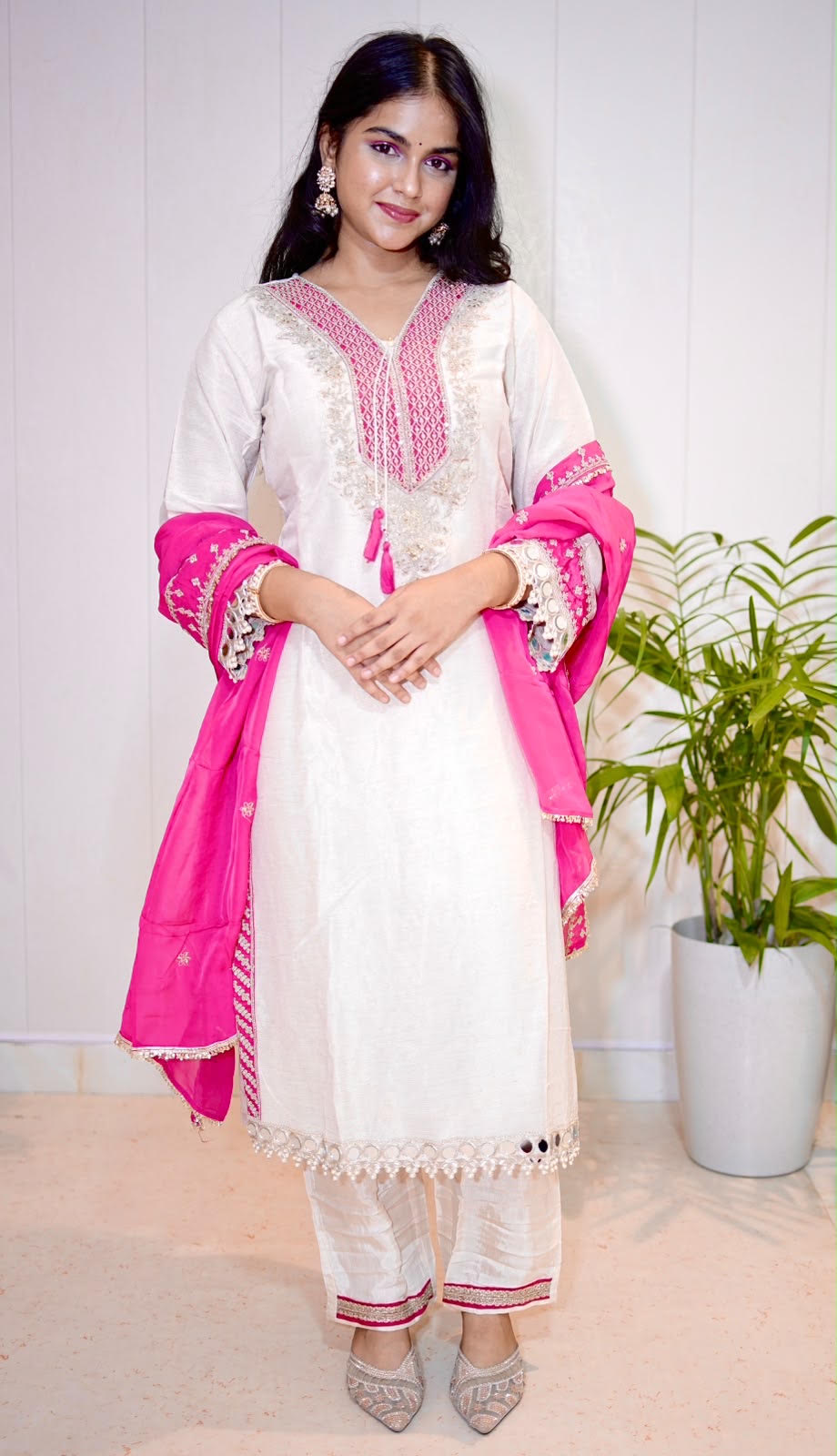 Pure soft shimmer chanderi